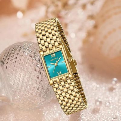 Womens Casual Fashion Small Gold Watch.Bracelet Adjustment Tool Included.